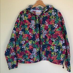 Champion Seersucker Full Zip Utility Jacket Floral Print Size XL